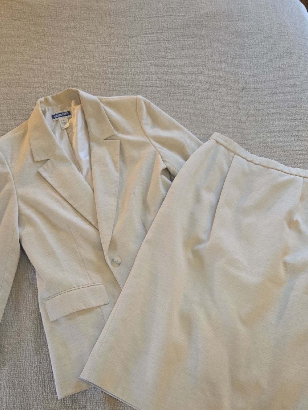 Pendleton Cream Skirt Suit Set 2 Piece Blazer & Skirt Women’s Old Money